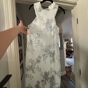 Elegant White and Silver Women's Dress